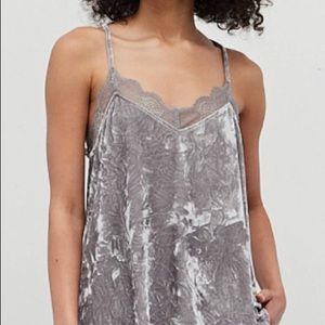 Medium light green/grey crushed velvet tank top